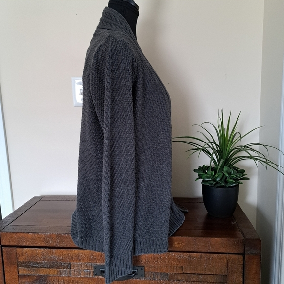 Croft & Barrow Sweater Grey Open Cardigan Women's Medium - Picture 3 of 10
